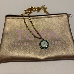 Tova “J” initial necklace with bag